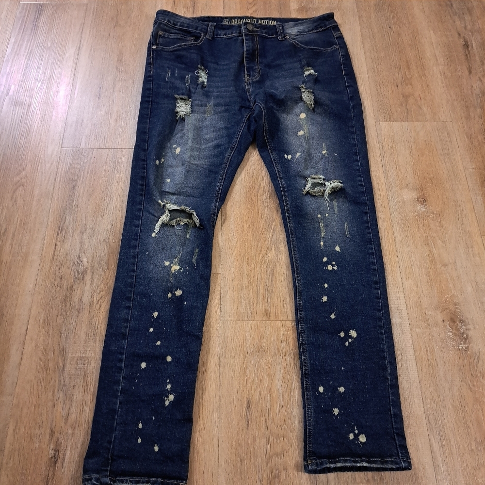 ARGONAUT NATION Blue Distressed Denim Jeans Straight Leg Men's Size 36/34